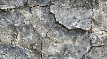 Obraz premium Weathered Concrete Texture Background with Exposed Aggregates and Cracks Close-up Shot.