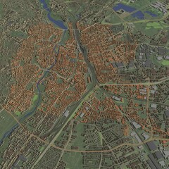 3D illustration of city and urban in Nuremberg Germany