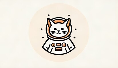 Obraz premium logo vector illustration astronaut cat