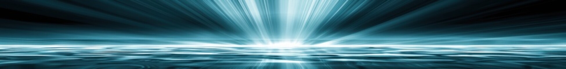 Abstract Blue Light Rays on a Dark Background