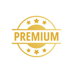 Premium quality vector badges. Luxury gold labels with three stars. For icon, logo, sign, seal, symbol, stamp, sticker. Vector illustration