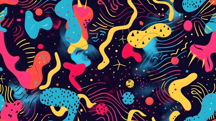 Obraz premium Vibrant Abstract Digital with Colorful Shapes and Patterns