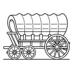 A generative AI drawing of a covered wagon in black and white
