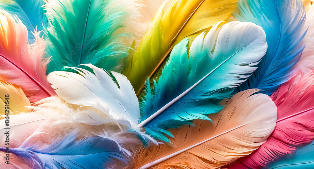 Sticker Colorful Feathers Texture Background