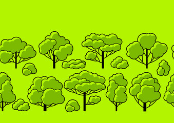 Pattern with trees. Spring or summer stylized plants.