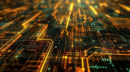 cyber nexus dynamic 3d circuit design representing abstract cyberspace and data flow digital art