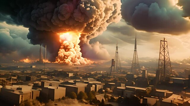 Nuclear Explosion Aftermath in a Post-Apocalyptic City Generative AI