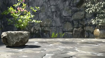 Mockup template with ample area for text showcasing a stone themed product in a professional setting