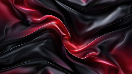Obraz premium dynamic waves 3d abstract background with black and red gradient silk texture digital art