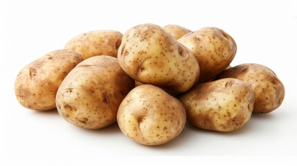 Fototapeta premium earthy abundance fresh organic potatoes on white background clean food photography
