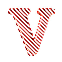 Fototapeta premium White symbol with red diagonal ultra thin straps. letter v