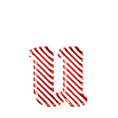 White symbol with red diagonal ultra thin straps. letter u