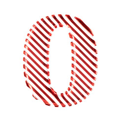 White symbol with red diagonal ultra thin straps. number 0