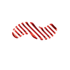 White symbol with red diagonal ultra thin straps