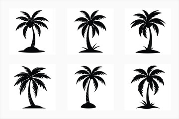 Coconut tree silhouette vector