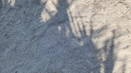 Shadow overlay of leaves on beach sand, Nature Beach Sandy with tropical leaf overlay,Top view Desert sand done,Horizontal banner Summer vacation, holiday background concept