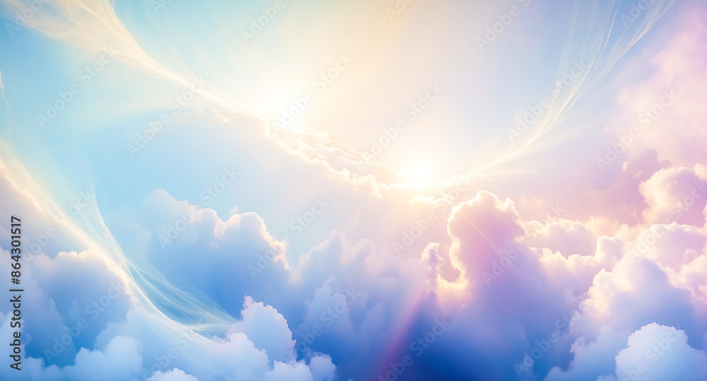 Canvas Prints Heavenly Clouds and Sunbeams