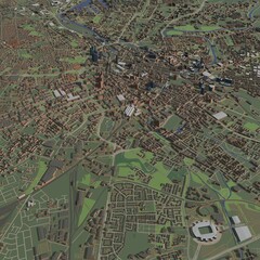 3D illustration of city and urban in Manchester England