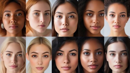 Obraz premium Beautiful womens with different ethnic backgrounds and natural expressions