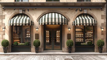 A façade of a traditional French-style fashion boutique store