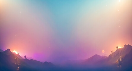 Fototapeta premium Pastel Sunset Over Misty Mountains