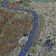 3D illustration of city and urban in London England