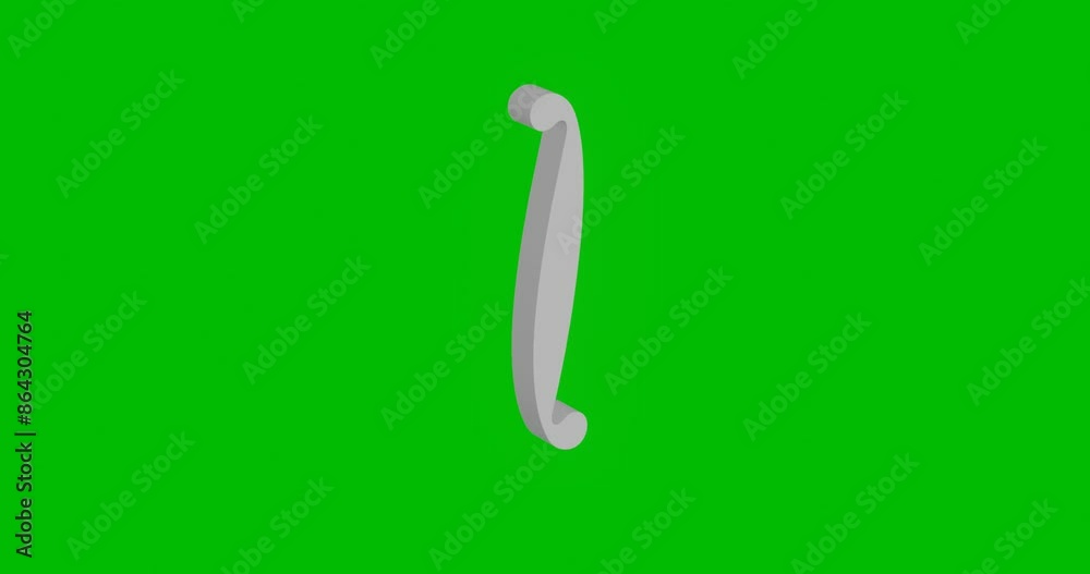 Poster animation of rotation of a white integral symbol with shadow. simple and complex rotation. seamless 