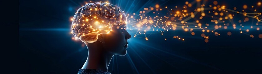 A glowing brain with sparks emanating, symbolizing ideas and creativity.