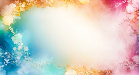 Watercolor Floral Frame with Blurred Background