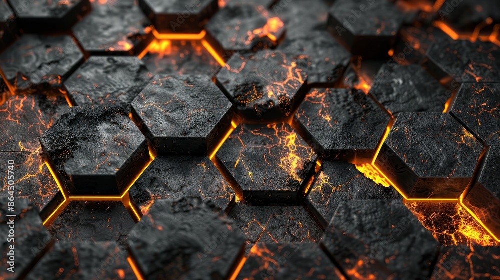 Poster modern digital design concept with abstract technology backdrop and hexagonal light patterns