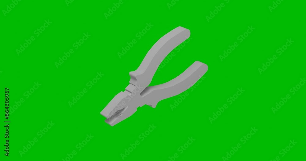 Poster animation of rotation of a white pliers symbol with shadow. simple and complex rotation. seamless lo