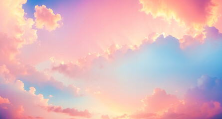 Obraz premium Soft Pink and Blue Sky with Clouds