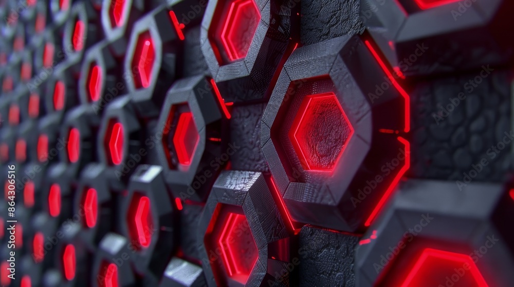 Poster abstract technology background with intricate hexagonal light patterns for a futuristic look