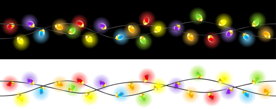 A string or wire line of Christmas decoration lights seamless repeatable design element