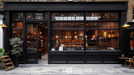 Fa&ccedil;ade of a traditional English boutique, minimalist architecture