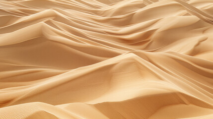 Smooth, undulating sand dunes extend into the distance, illuminated by soft light. The gentle curves create a pattern of light and shadow, conveying serenity.