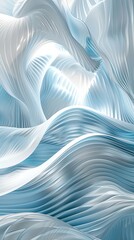 Abstract white and blue fluid waves with light reflections