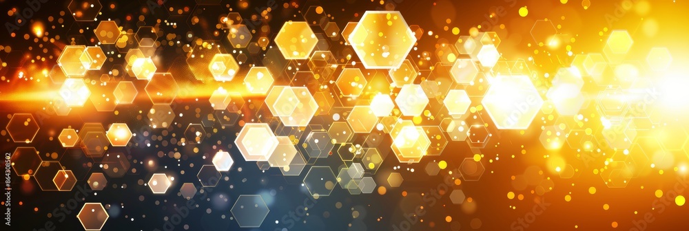 Poster futuristic hexagonal patterns in an abstract technology background with glowing light