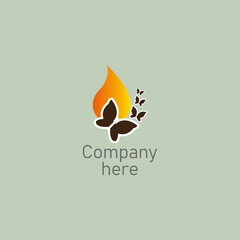 logo with butterfly and flame [illustration]