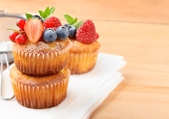 homemade muffins with berries for dessert