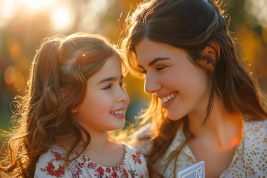photo of a smiling young mother learning sign language to communicate with her hearing impaired daughter.