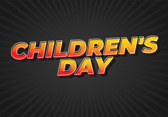 Children day. Text effect in good colors with 3D style