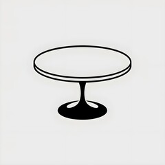 minimalist vector illustration of a round dining table, black in color and suitable for use as an icon