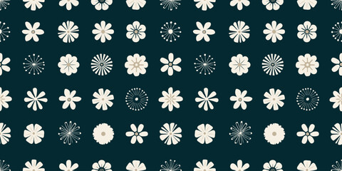 Floral illustration background. Seamless pattern.Vector. 花のイラストパターン