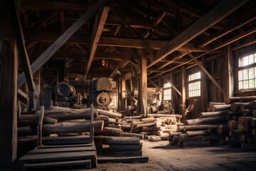 Interior of a empty wood mill