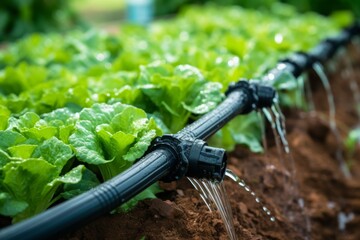 Close up of a water efficient drip irrigation system