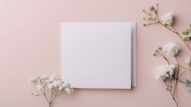 Blank invitation card template, minimalist design, ready for customization