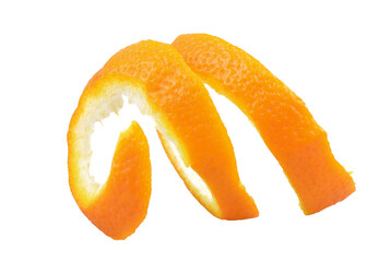 Orange peel isolated on white background, transparent 
