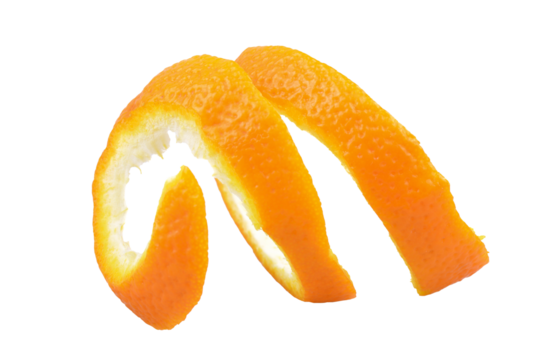 Orange peel isolated on white background, transparent 