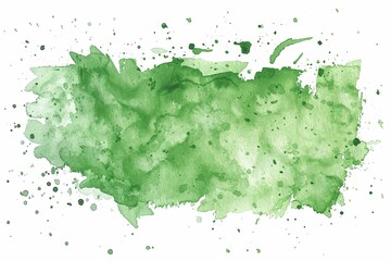 Obraz premium green watercolor stain on white isolated background, grunge texture, for design work